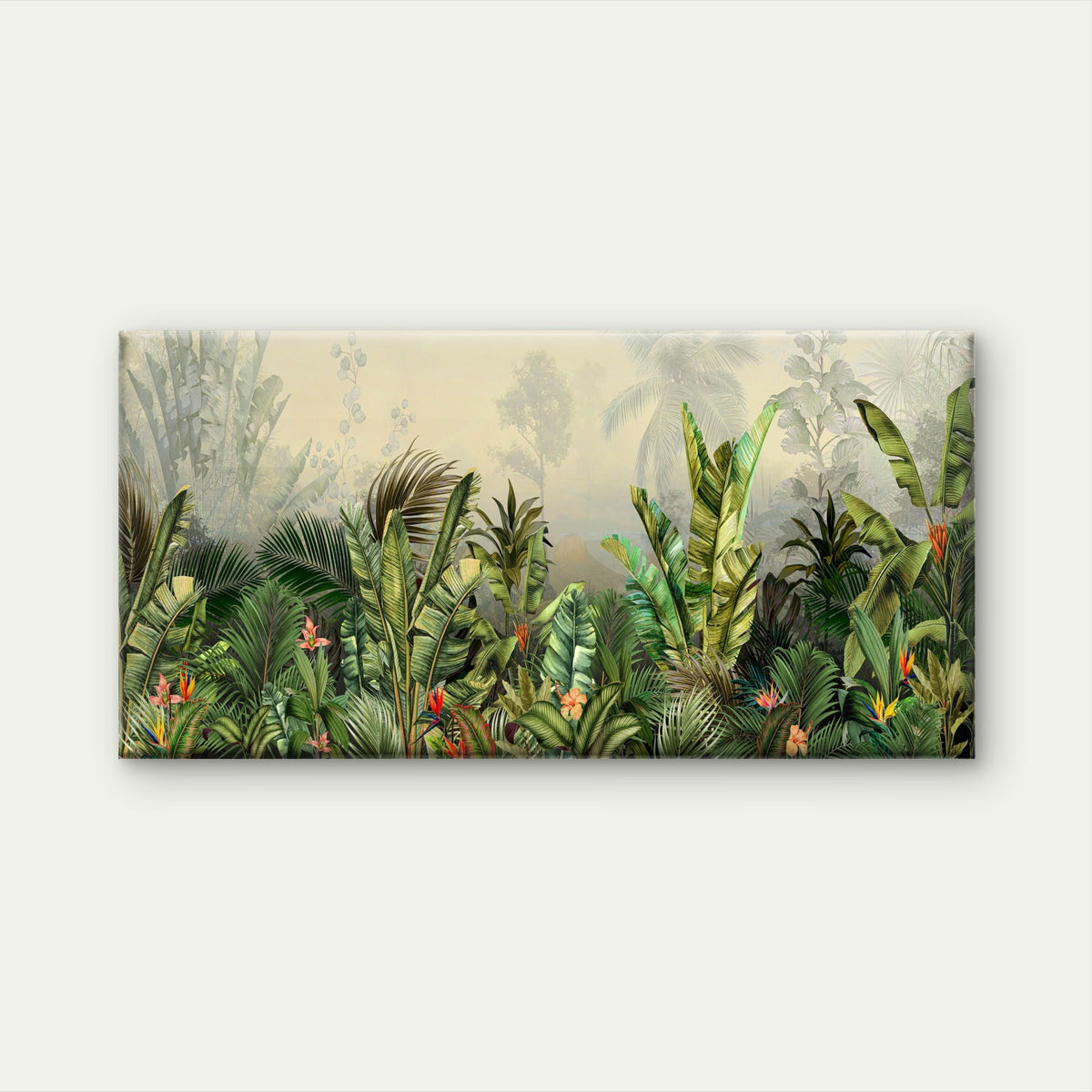 Botanical Tropical Jungle Leaves Wall Art Canvas Office Home Room Framed 120x60cm