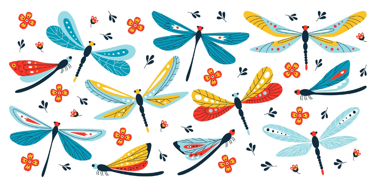 Colorful Dragonfly Insect Pattern Wall Art Canvas Office Home Room Framed 120x60cm