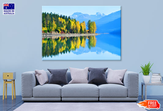 Autumn Tree Forest near Lake Print 100% Australian Made Stretched Canvas Ready to Hang - NT-106