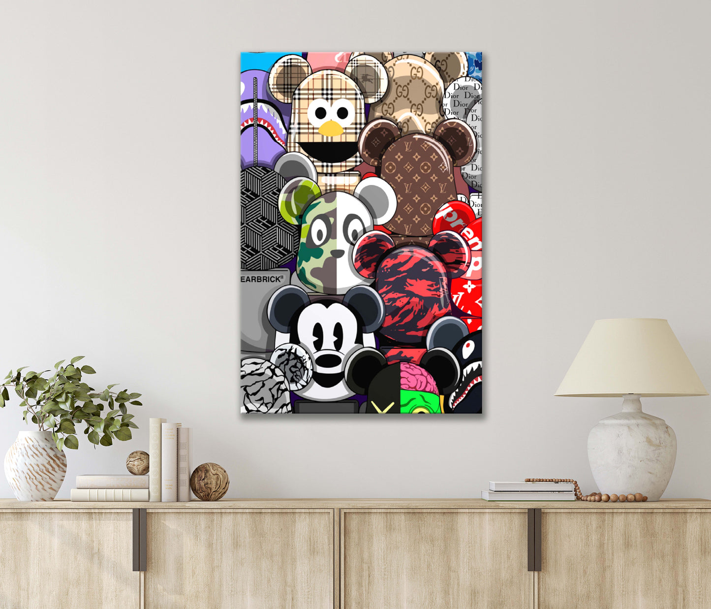 Bunch Of Colorful Classic Graffiti Teddy Bears Painting Print 100% Australian Made 40x60cm Stretched Canvas Ready to Hang