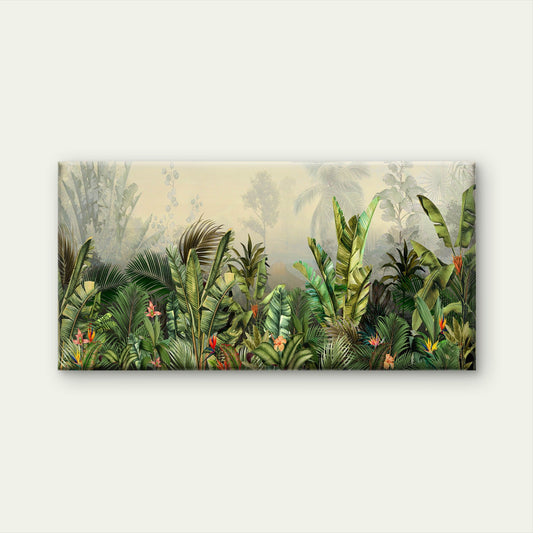 Botanical Tropical Jungle Leaves Wall Art Canvas Office Home Room Framed 80x45cm
