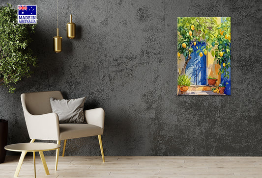 Lemons Hanging on a Tree with Door Print 100% Australian Made 40x60cm Stretched Canvas Ready to Hang