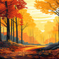 Golden Autumn Forest Sunlit Woodland Path Wall Art Canvas Office Home Framed 120x60cm