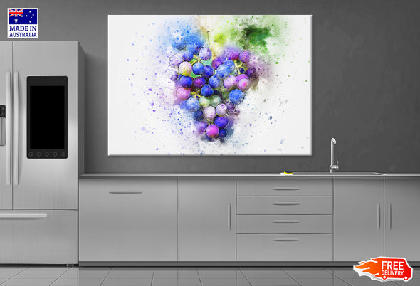 Colorful Grapes Watercolor Print 100% Australian Made Stretched Canvas Ready to Hang - KR-106