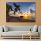 Paradise Beach With Palms & Sunrise Print 100% Australian Made Stretched Canvas Ready to Hang - BC-106