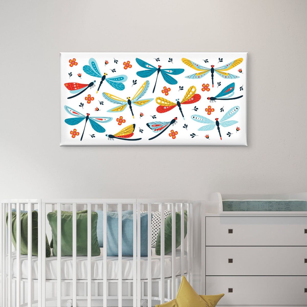 Colorful Dragonfly Insect Pattern Wall Art Canvas Office Home Room Framed 120x60cm