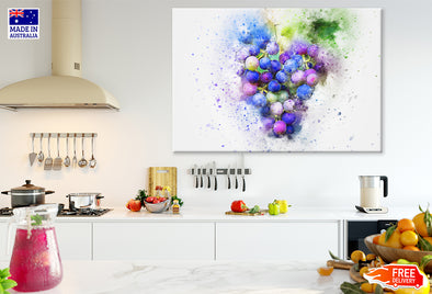 Colorful Grapes Watercolor Print 100% Australian Made Stretched Canvas Ready to Hang - KR-106