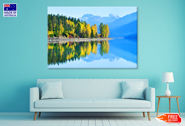 Autumn Tree Forest near Lake Print 100% Australian Made Stretched Canvas Ready to Hang - NT-106