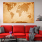 World Map On Old Grunge Paper Print 100% Australian Made Stretched Canvas Ready to Hang  - MP-106