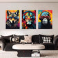 3pcs Colorful Headphones Design Animals Metal Print Ready to Hang Art