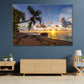 Paradise Beach With Palms & Sunrise Print 100% Australian Made Stretched Canvas Ready to Hang - BC-106