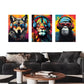 3pcs Colorful Headphones Design Animals Metal Print Ready to Hang Art