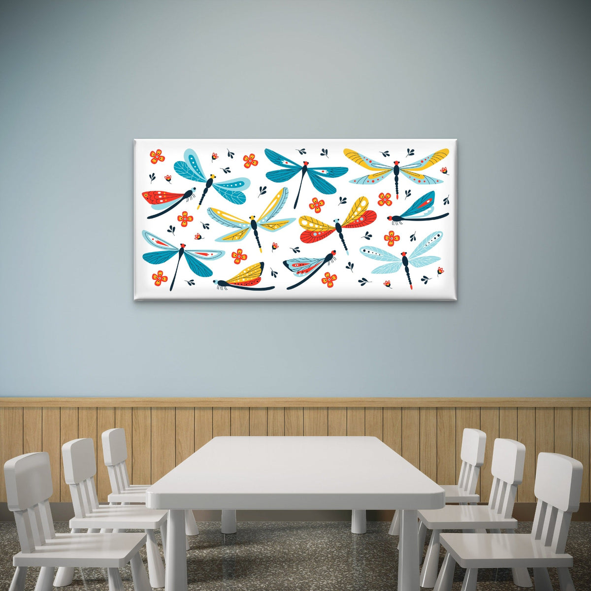 Colorful Dragonfly Insect Pattern Wall Art Canvas Office Home Room Framed 120x60cm