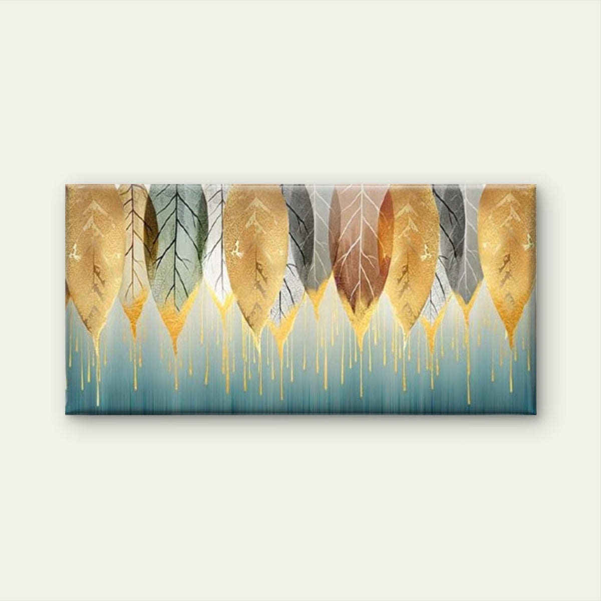 Colorful Modern Leaf Wall Art Canvas Office Home Room Framed 80x45cm