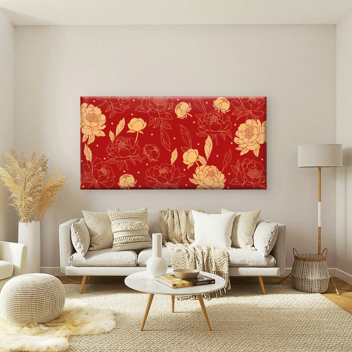 Luxurious Oriental Floral Decor Wall Art Canvas Office Home Room Framed 80x45cm