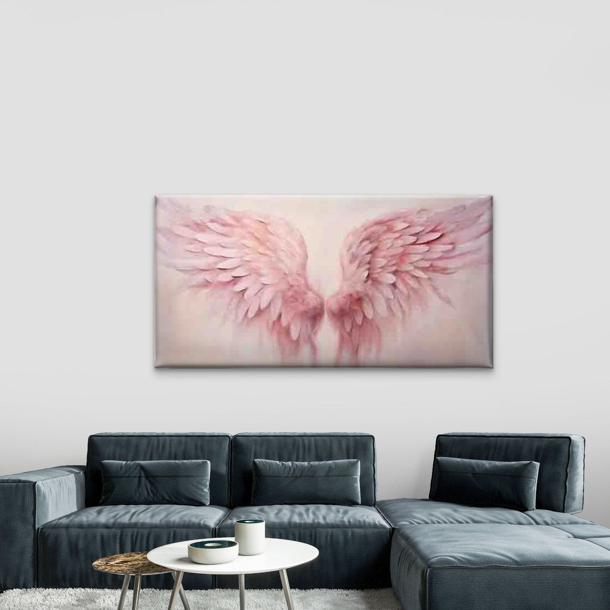 Abstract Pink Angel Wings Wall Art Canvas Office Home Room Framed 120x60cm