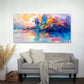Vibrant Autumn Lake Scene Wall Art Canvas Office Home Room Framed 120x60cm