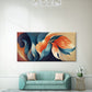 Blue Orange Floral Abstract Wall Art Canvas Office Home Room Framed 80x45cm