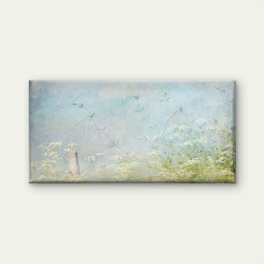 Light Blue Meadow Wildflower Wall Art Canvas Office Home Room Framed 80x45cm
