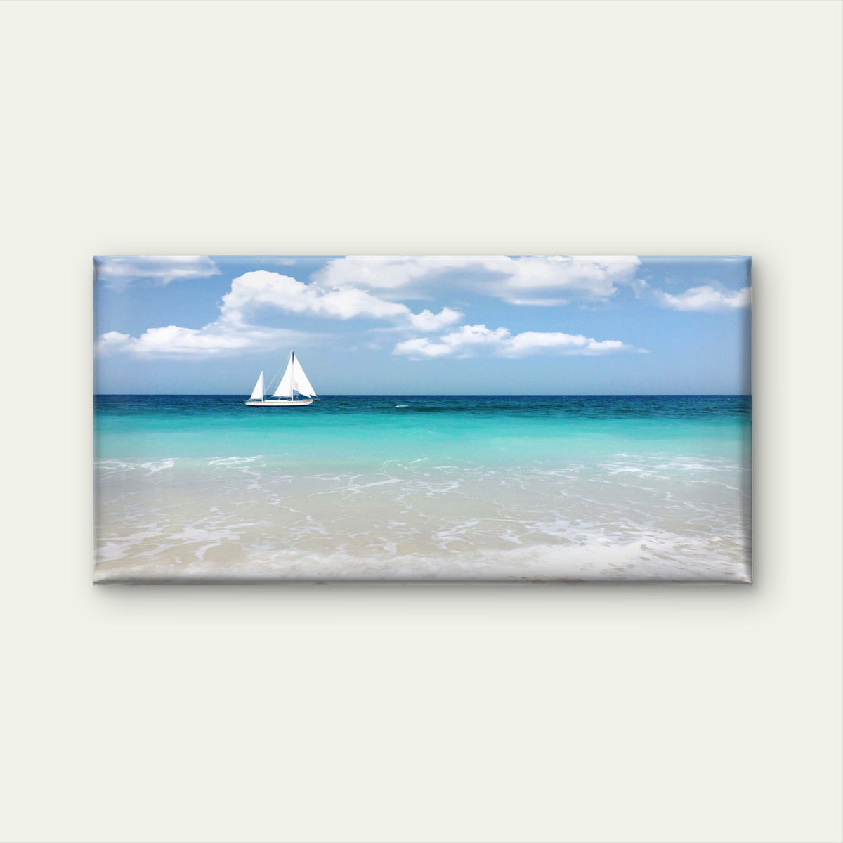 Lone Sailboat Clear Horizon Wall Art Canvas Office Home Room Framed 120x60cm