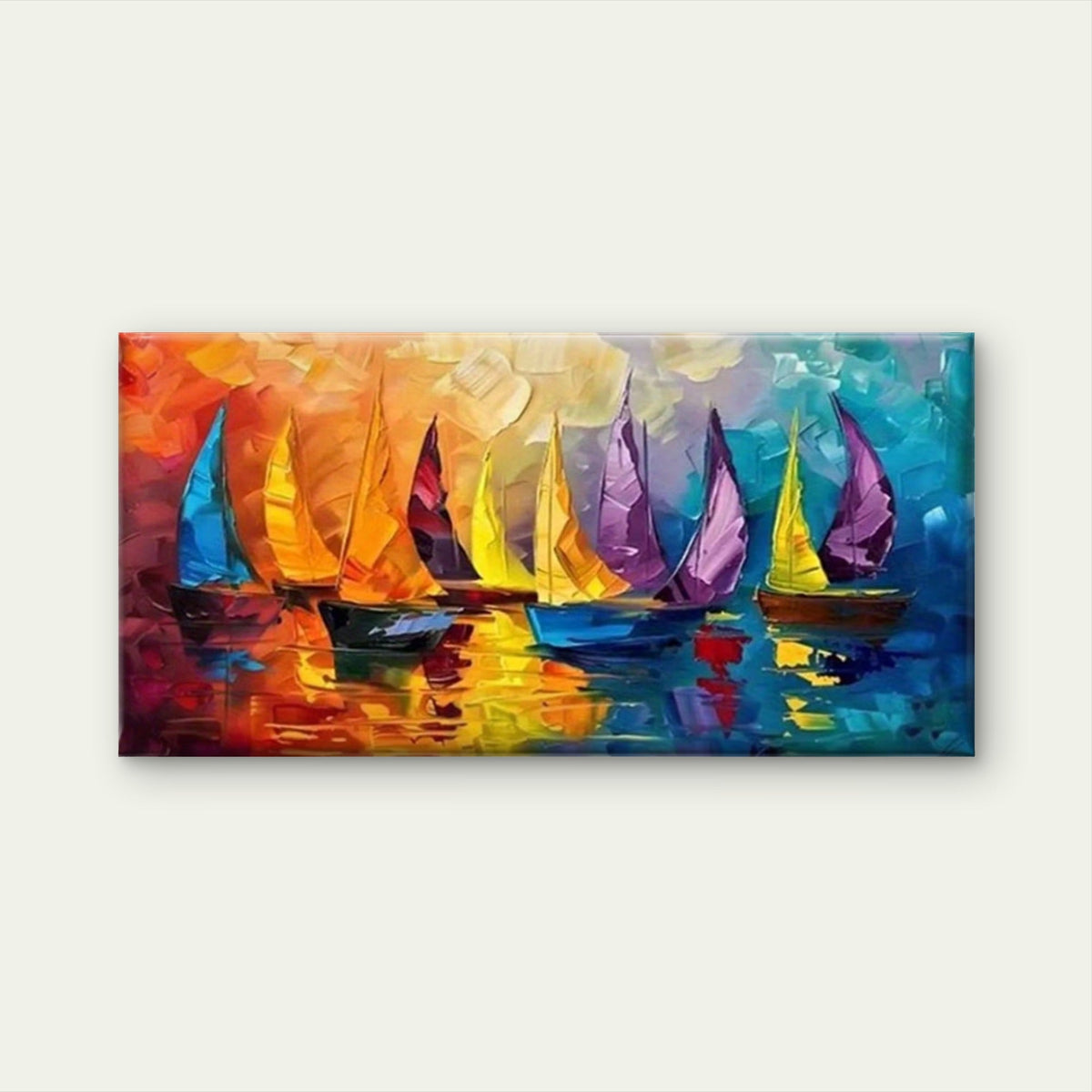 Nautical Boat Stormy Sea Wall Art Canvas Office Home Room Framed 80x45cm