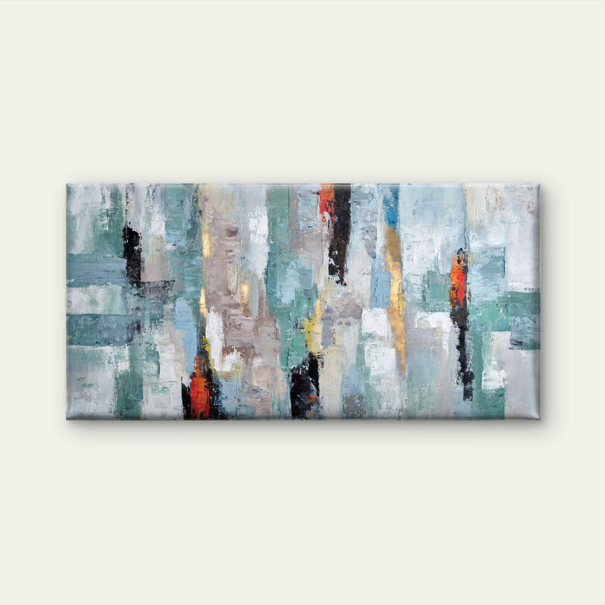 Teal Abstract Palette Texture Wall Art Canvas Office Home Room Framed 120x60cm