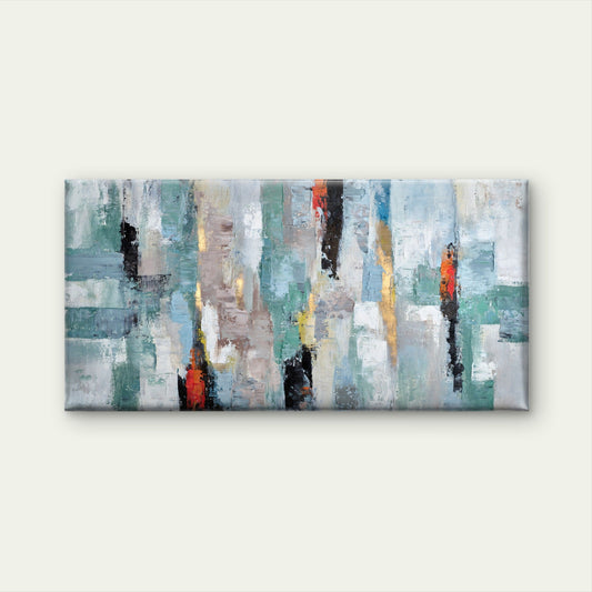 Teal Abstract Palette Texture Wall Art Canvas Office Home Room Framed 80x45cm