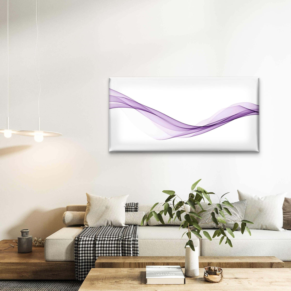 Dynamic Purple Wave Wall Art Canvas Office Home Room Framed 80x45cm