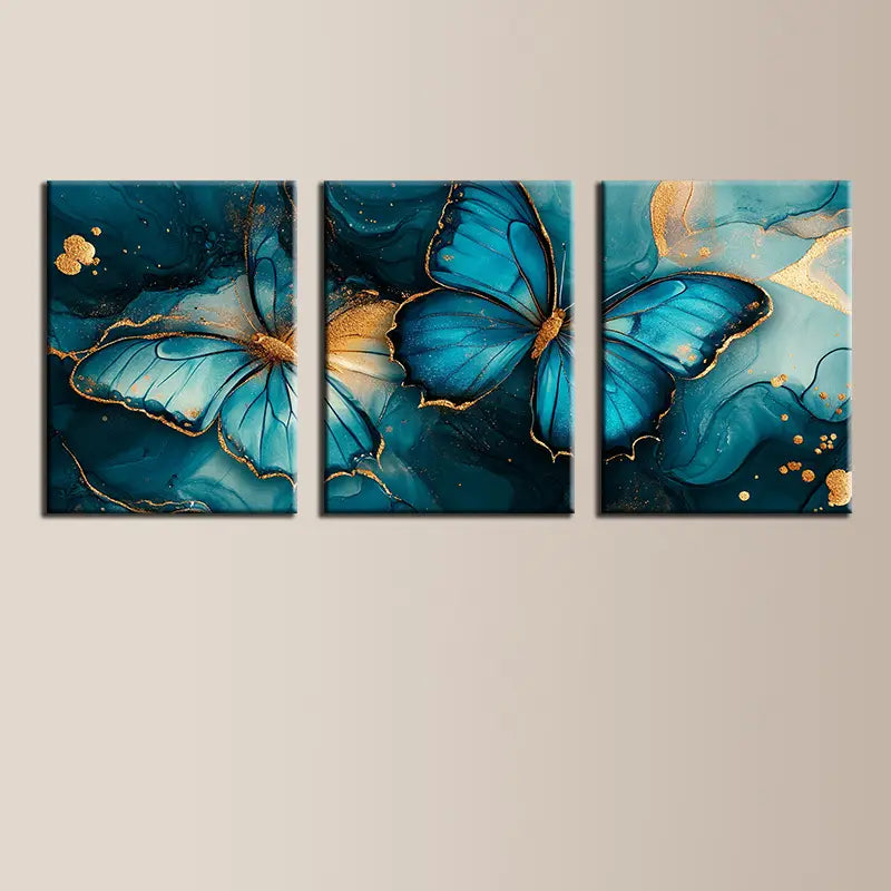 3pcs Watercolor Gorgeous Butterfly Painting Metal Print Ready to Hang Art