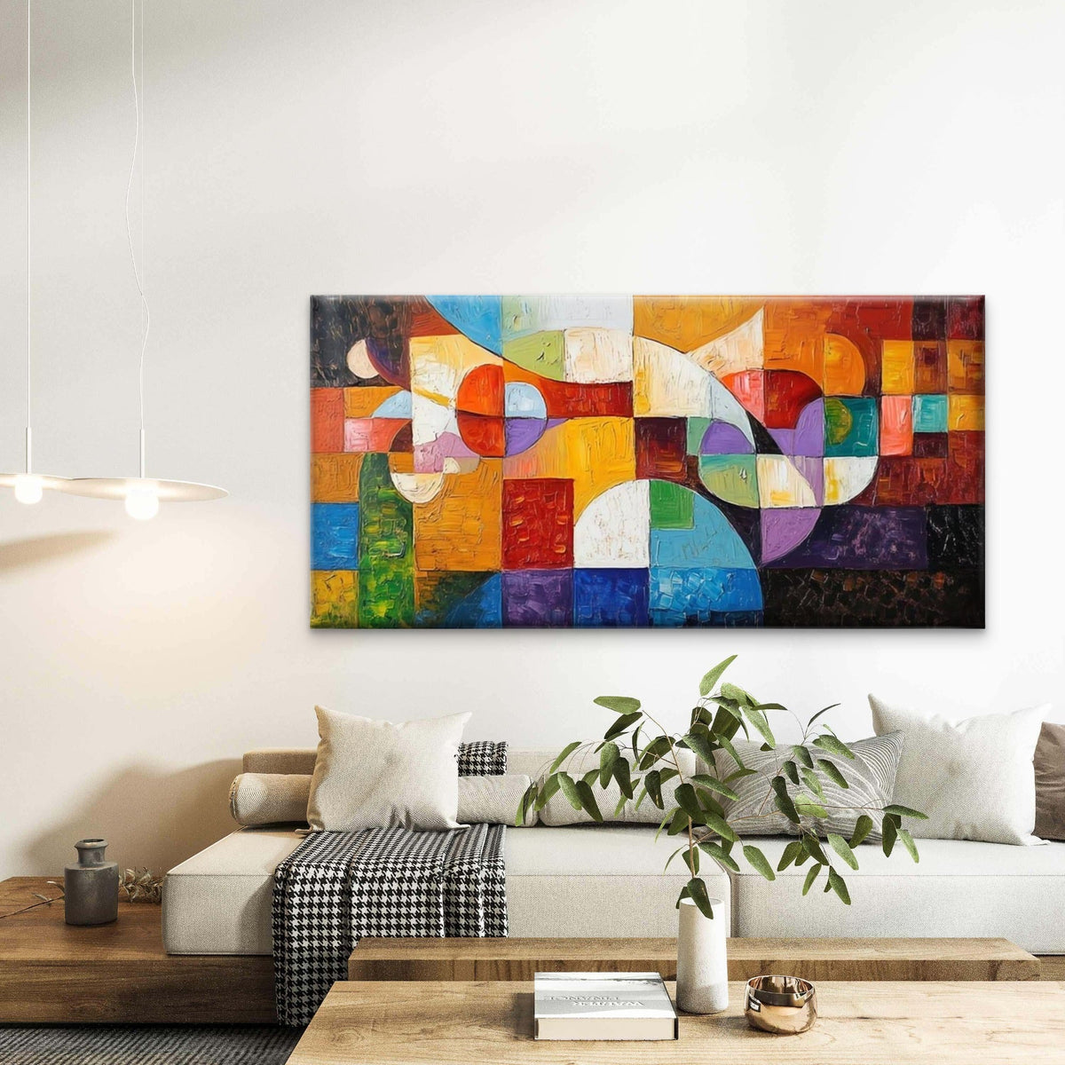Abstract Colorful Blocks Wall Art Canvas Office Home Room Framed 120x60cm