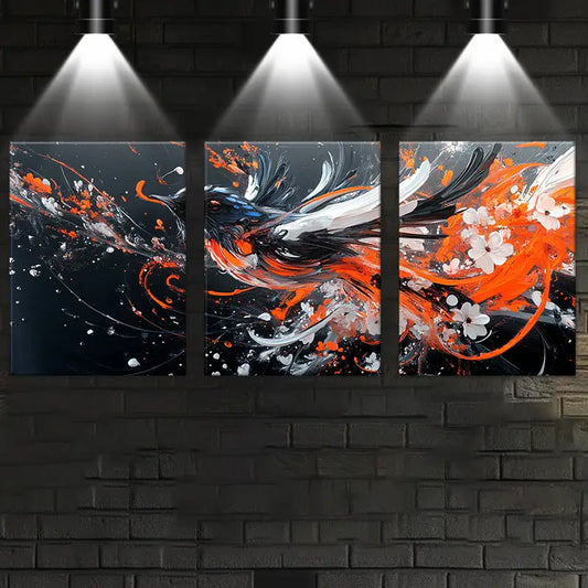 3pcs Watercolor Gorgeous Bird Red Black White Metal Print Ready to Hang Art