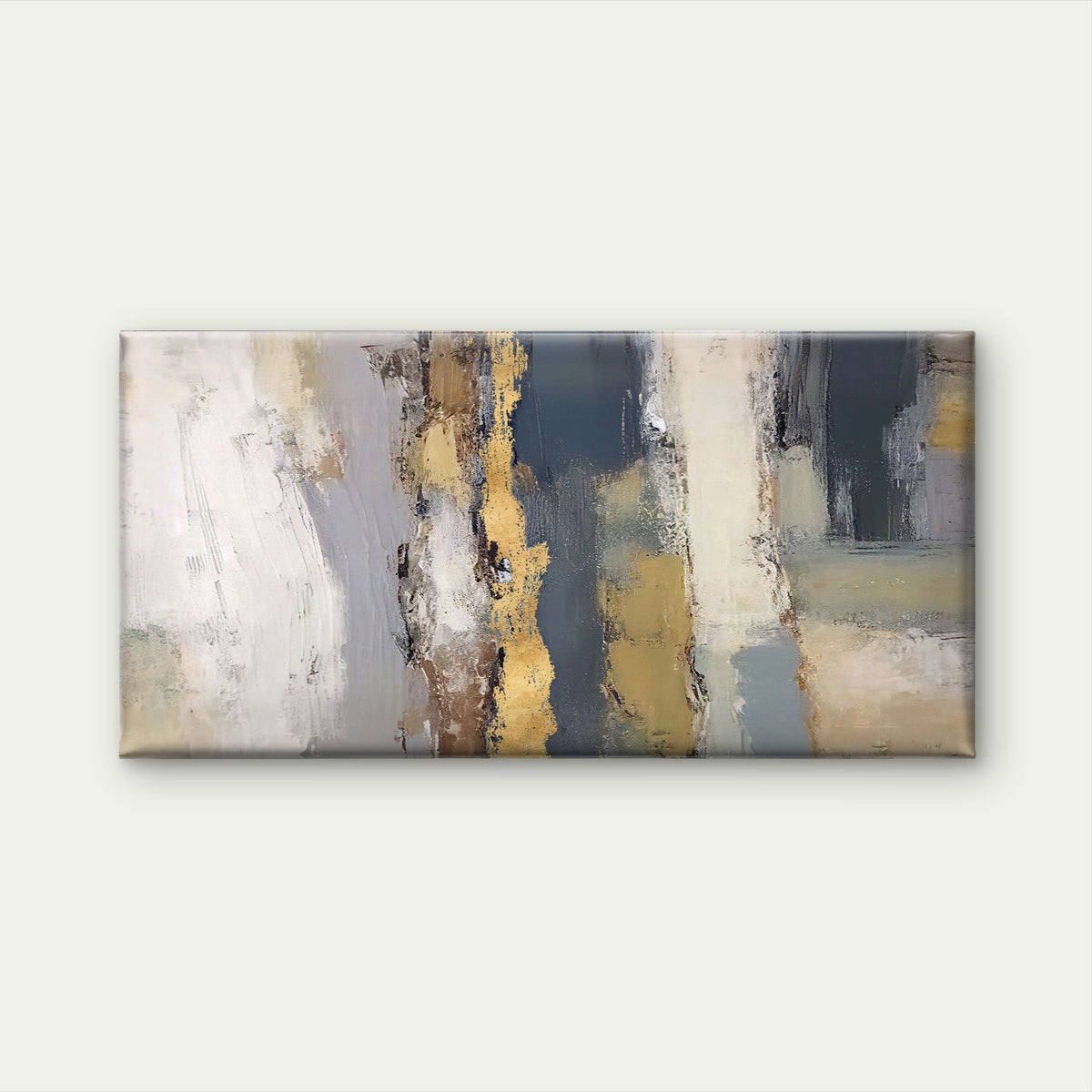Abstract Grey Gold Foil Wall Art Canvas Office Home Room Framed 120x60cm