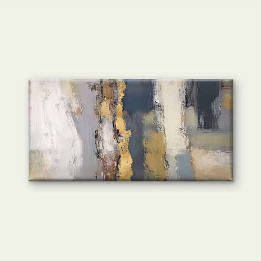 Abstract Grey Gold Foil Wall Art Canvas Office Home Room Framed 80x45cm