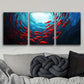 3pcs Red Fish Spiraling in the Sea Metal Print Ready to Hang Art