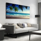 Beach Waves Palm Tree Nature Wall Art canvas office home room framed 120x60cm