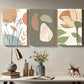 3pcs Abstract Botanical Minimalist Line Art with Earthy Tones Metal Print Ready to Hang Art