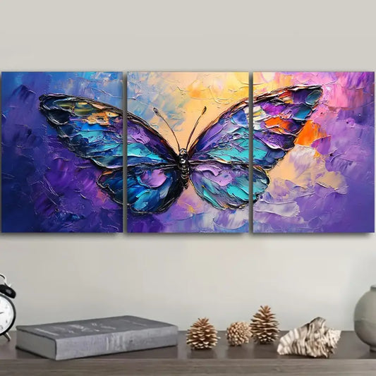3pcs Purple Butterfly Metal Print Ready to Hang Art
