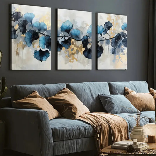 3pcs Modern Minimalist Abstract Leaf Art Flowers Wall Art Set Canvas Framed 40x60cm - High Quality Print 100% Australian Made Wall Canvas Ready to Hang