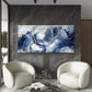 Blue Gold Abstract Rings Wall Art Canvas Office Home Room Framed 120x60cm