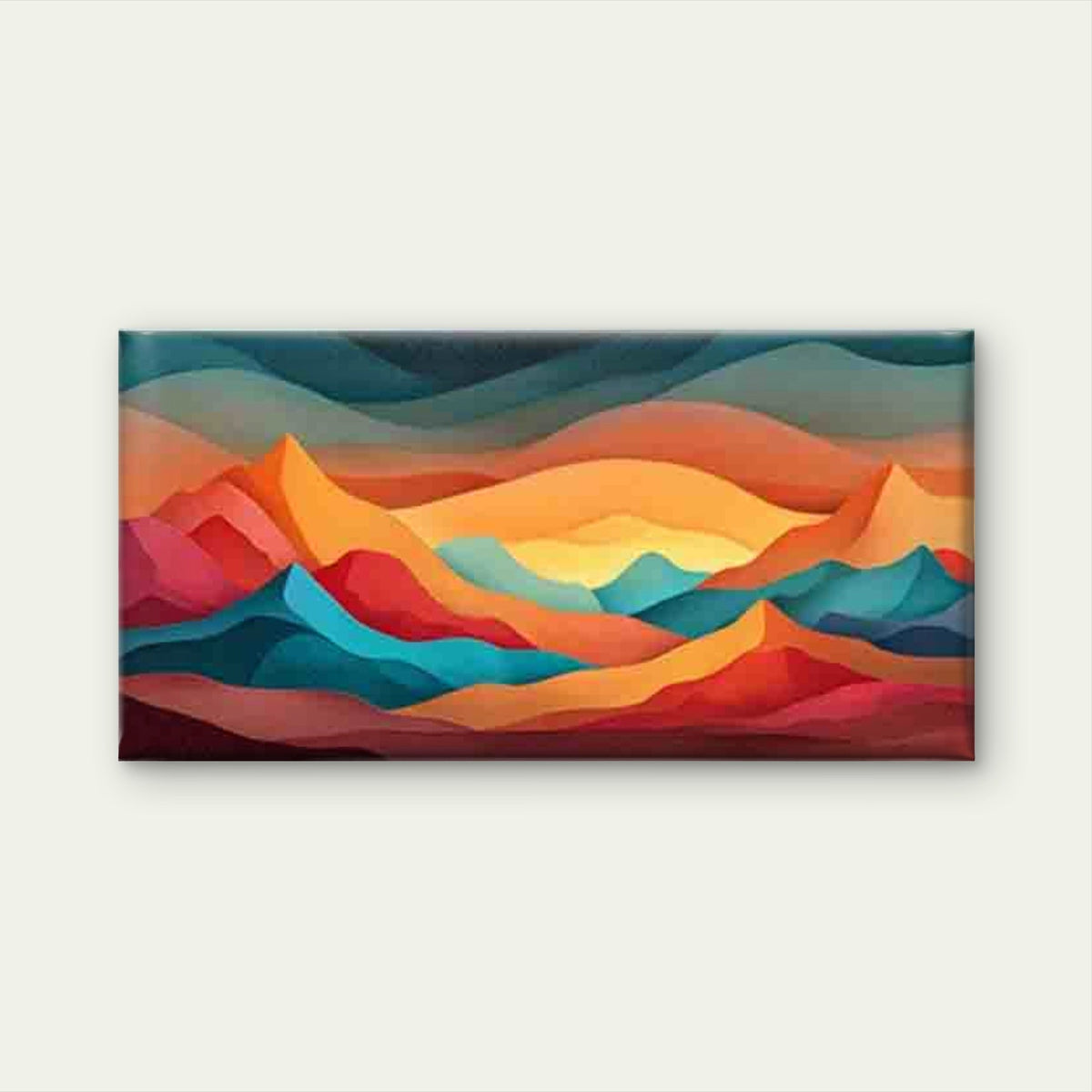 Colorful Layered Mountain Scene Wall Art Canvas Office Home Room Framed 120x60cm