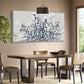 Modern Botanical Floral Indigo Blue White Spring Blooming Wall Art canvas office home room framed 120x60cm