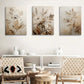3pcs Bohemian Neutral Plant Beige Abstract Floral Metal Print Ready to Hang Art