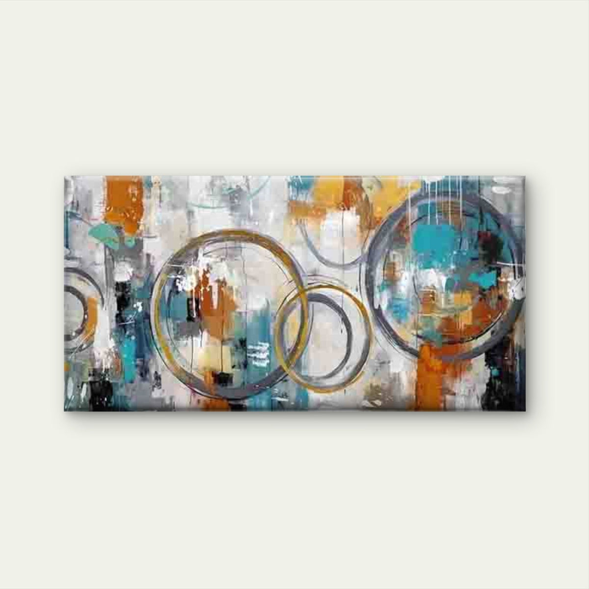 Featuring Circles And Dots Wall Art Canvas Office Home Room Framed 80x45cm
