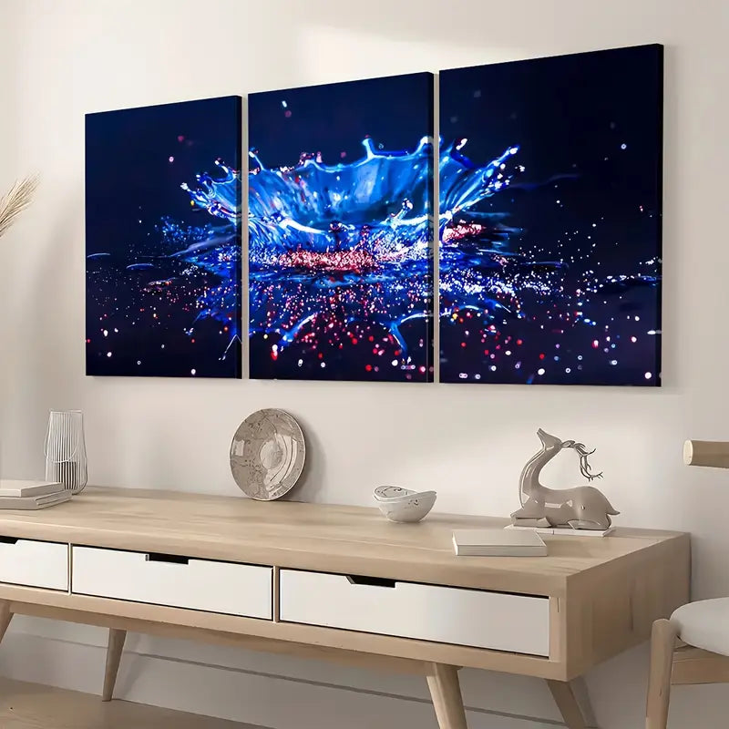 3pcs Modern Style Fashion Fantasy Abstract Water Art Splash Wall Art Set Canvas Framed 40x60cm - High Quality Print 100% Australian Made Wall Canvas Ready to Hang
