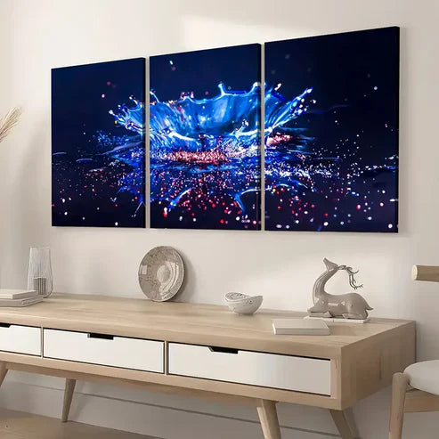 3pcs Modern Style Fashion Fantasy Abstract Water Art Splash Wall Art Set Canvas Framed 60x90cm - High Quality Print 100% Australian Made Wall Canvas Ready to Hang