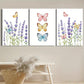 3pcs Lavender Flowers with Colorful Butterflies Metal Print Ready to Hang Art