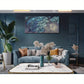 Night Sky Blue Trees & Moon Wall Art canvas office home room framed 120x60cm