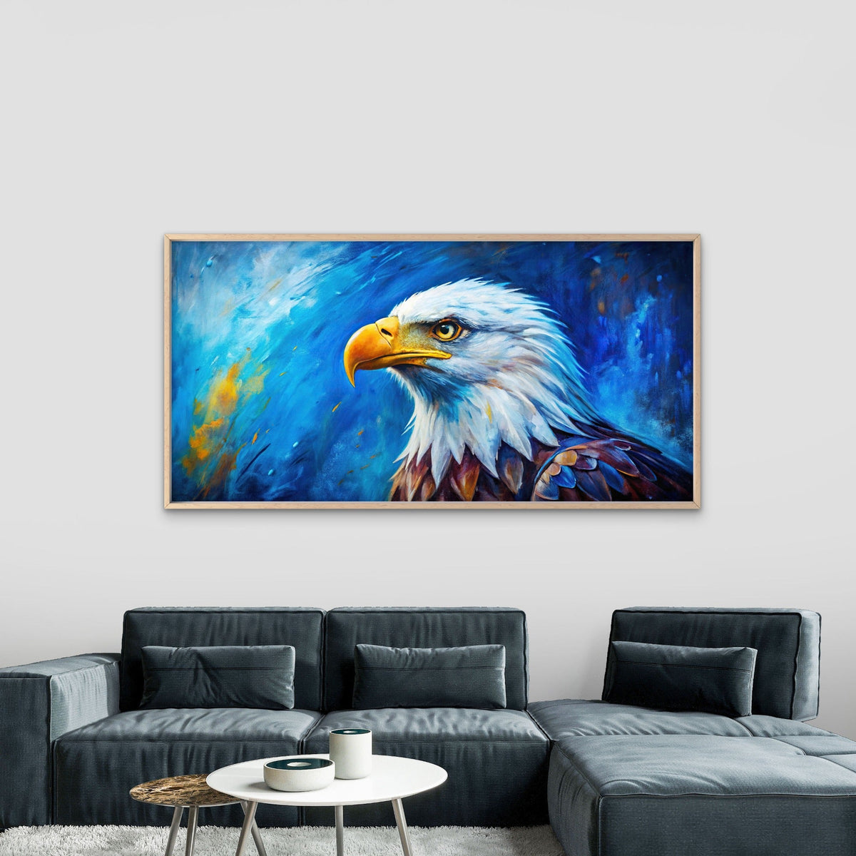 Colorful Bald Eagle Painting Wall Art Canvas Office Home Room Framed 120x60cm