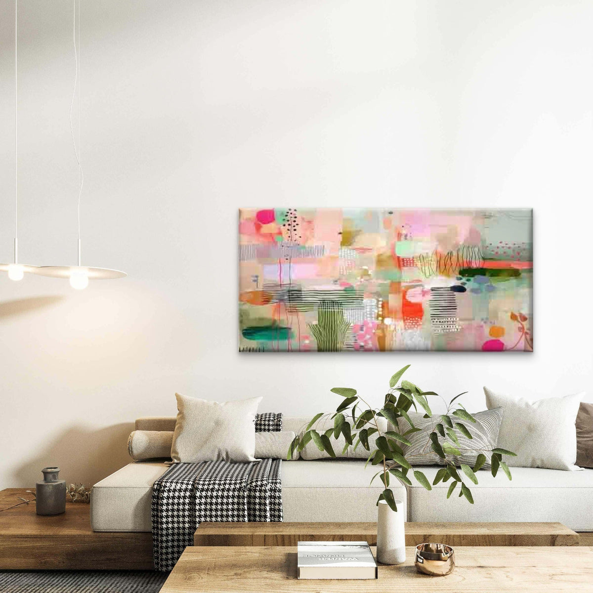 Abstract Geometric Designs Wall Art Canvas Office Home Room Framed 80x45cm