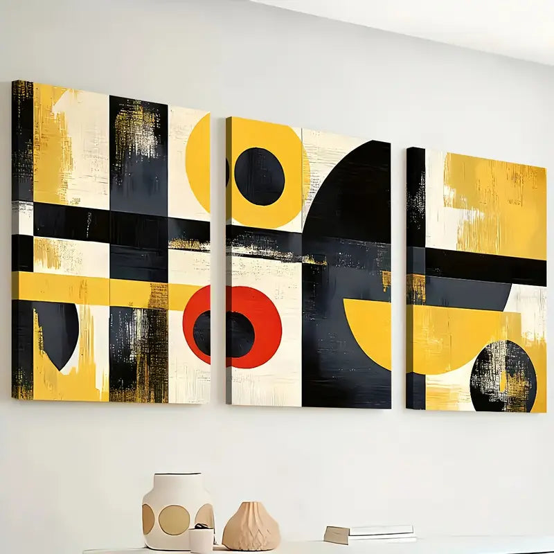 3pcs Modern Style Fashion Abstract Geometric Graphic Art Wall Art Set Canvas Framed 40x60cm - High Quality Print 100% Australian Made Wall Canvas Ready to Hang